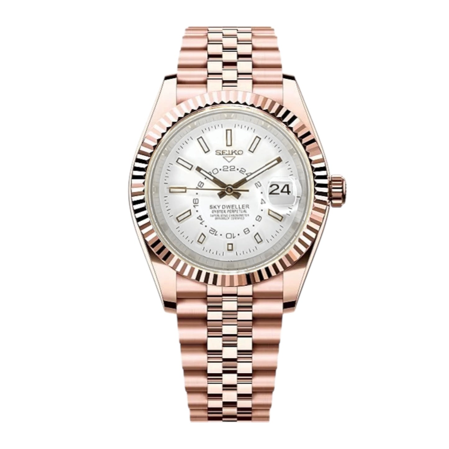 SeikoDweller Rosaguld Hvid